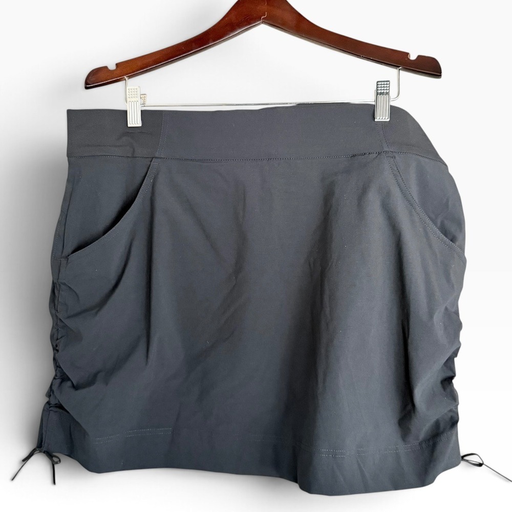 Columbia XL Anytime Casual Skort Black Ruched Hiking Athletic Active Wear NWT